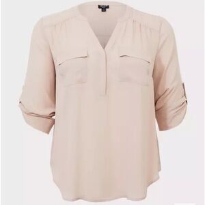 Torrid Harper Georgette Pullover 3/4 Sleeve blush colored size 3X Women’s Blouse